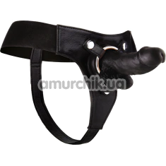 Страпон Ouch! Realistic 6 Strap-On With Elastic Straps, чорний - Фото №1