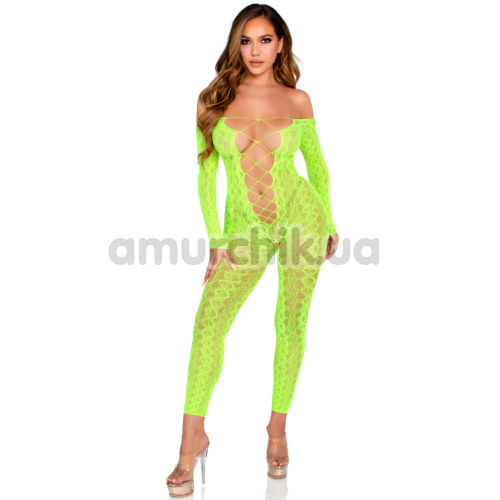 Комбинезон Leg Avenue Exotic Snake Crotchless Bodystocking, салатовый - Фото №1