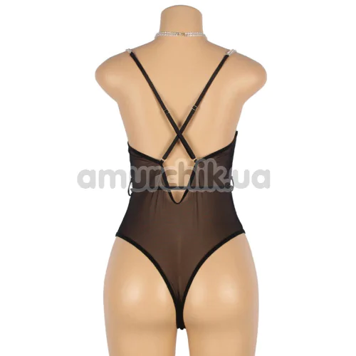 Боди Star Night Sheer Teddy With Faux Diamond, черное