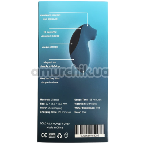 Симулятор орального секса для женщин с вибрацией Sweet Em Velvet Lure TealWave, зеленый