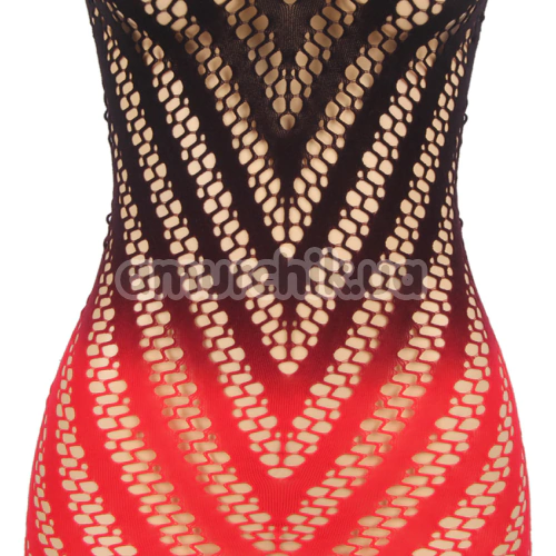 Платье Star Night Seductive See-Through Fishnet Halter Dress, черно-красное