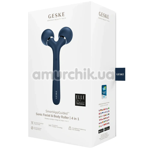 Ультразвуковий масажер Geske Sonic Facial & Body Roller 4 in 1, синій