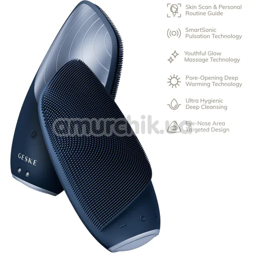 Ультразвукова щітка для обличчя Geske Sonic Thermo Facial Brush 6 in 1, синя