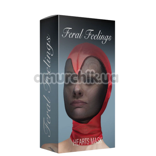 Маска Feral Feelings Hearts Mask, красно-черная