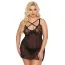 Комплект SoftLine Collection Cornelia черный: пеньюар + трусики-стринги - Фото №1