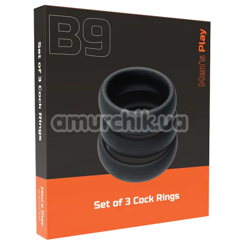 Набір з 3 ерекційних кілець Men's Play Set of 3 Cock Rings B9, чорний