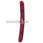 Двухконечный вибратор с толчками Loveline Double-Sided Thrusting Vibrator, бордовый - Фото №1