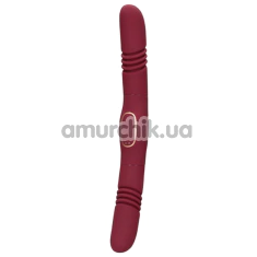 Двокінцевий вібратор з поштовхами Loveline Double-Sided Thrusting Vibrator, бордовий - Фото №1