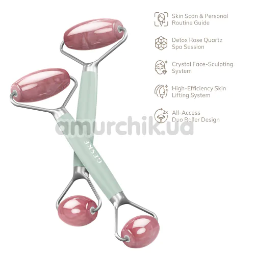 Роликовый массажер Geske Rose Quartz Face & Body Roller 5 in 1, зеленый