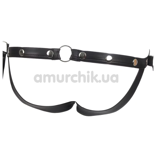 Боди-портупея мужское с фиксаторами для рук Star Night Faux Leather Harness Bodysuit, черное