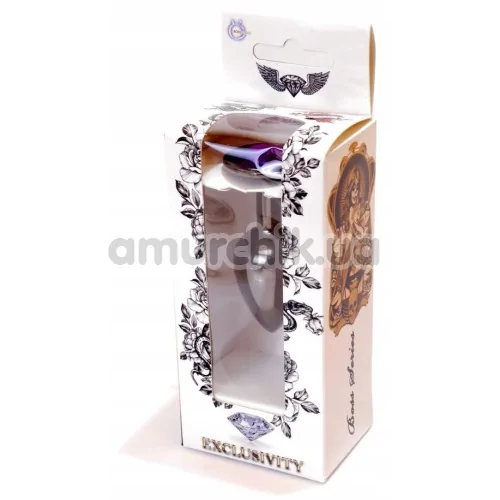 Анальна пробка з фіолетовим кристалом Exclusivity Jewellery Dark Silver Plug, срібна