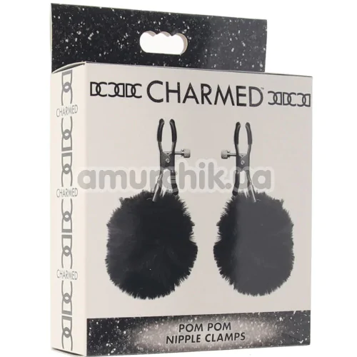 Зажимы для сосков с помпонами Charmed Pom Pom Nipple Clamps, черные