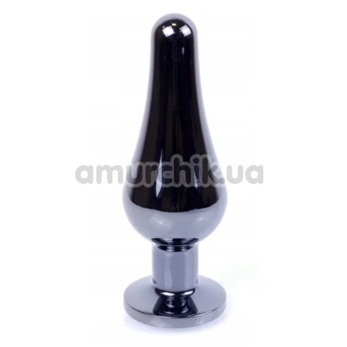 Анальна пробка з рожевим кристалом Boss Series Exclusivity Jewellery Dark Silver Plug, срібна