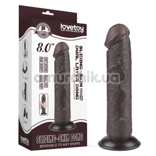 Фаллоимитатор Sliding-Skin Dual Layer Dong 8 без мошонки, коричневый