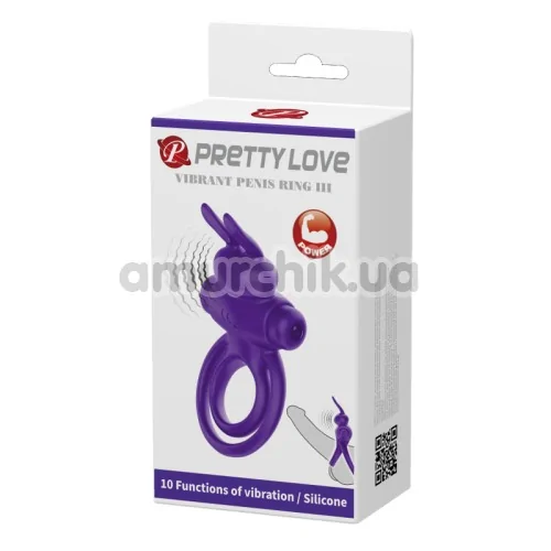 Виброкольцо Pretty Love Vibrant Penis Ring III, фиолетовое
