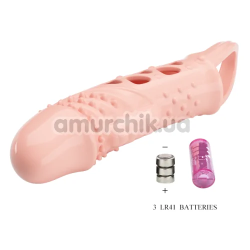 Насадка на пенис с вибрацией Pretty Love Penis Sleeve Cecelia, телесная