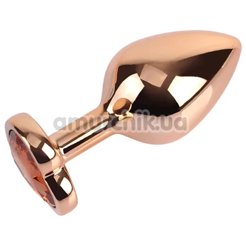Анальна пробка з помаранчевим кристалом Matrix Mont Rose Gold Heart Butt Plug M, золота