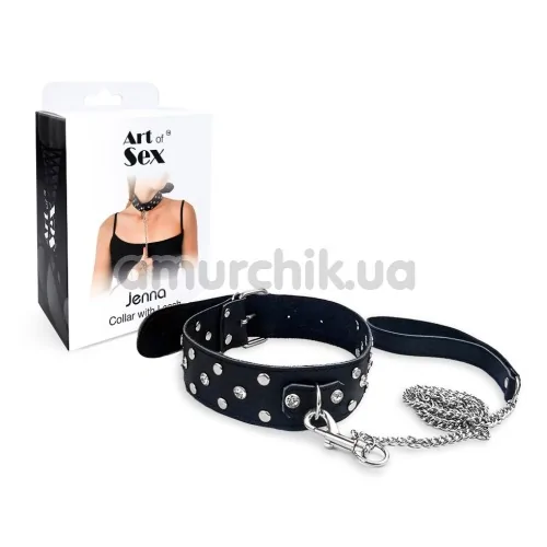 Нашийник з повідцем Art of Sex Jenna Collar With Leash, чорний