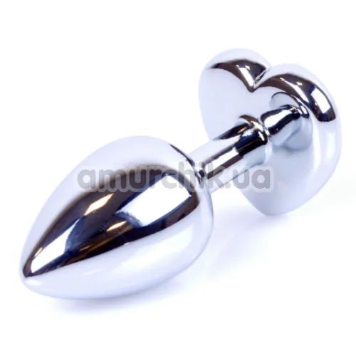 Анальна пробка з чорним кристалом Exclusivity Jewellery Silver Heart Plug, срібна