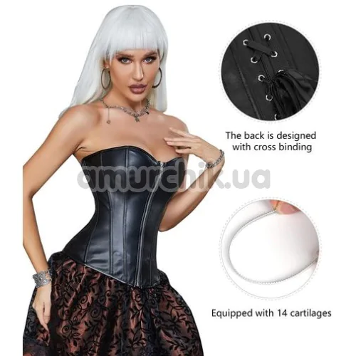 Корсет Star Night Sexy Leather Zipper Corset, черный