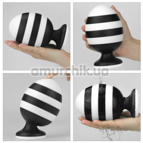 Анальна пробка Love Toy X-Missioner Butt Plug 5.5, чорно-біла