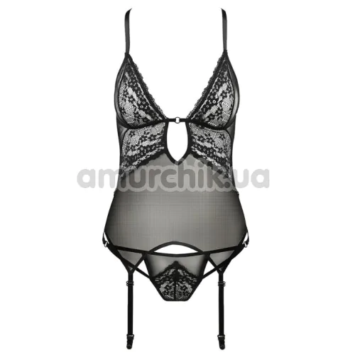 Комплект Passion Free Your Senses Erza Corset, чорний: корсет + трусики