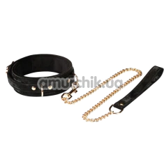 Нашийник з повідцем Liebe Seele Boudoir Amor Collar With Gold Chain Leash, чорний - Фото №1