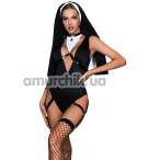 Костюм монашки JSY Sexy Lingerie 6865, черно-белый: боди + головной убор + чулки - Фото №1