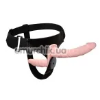 Подвійний страпон з вібрацією Ultra Passionate Harness 022049, тілесний - Фото №1