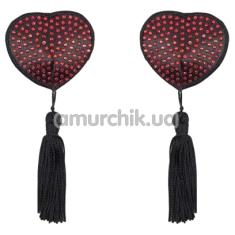 Прикраси для сосків Heart Shine Nipples Tassels, чорно-червоні - Фото №1