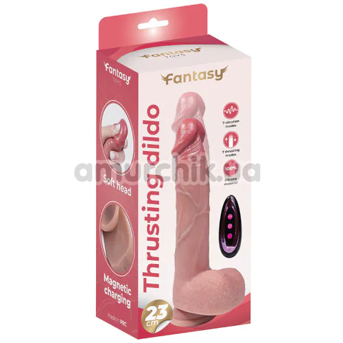 Вібратор з поштовхами Fantasy Toys Thrusting Dildo 23 cm, тілесний