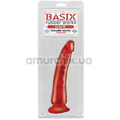 Фаллоимитатор Basix Rubber Works Slim 7, красный