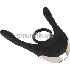 Віброкільце для члена Couples Choice Multi-function Couples Vibrator, чорне - Фото №1