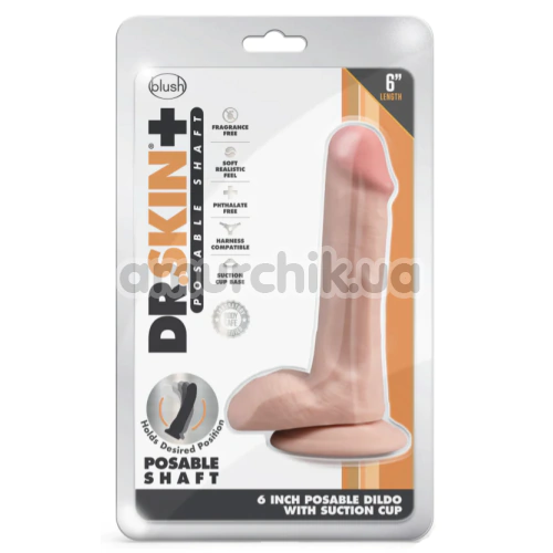 Фалоімітатор Dr. Skin+ Posable Shaft 6, тілесний