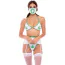 Костюм медсестры 4 Piece Mary Jane Sexy Set, бело-зеленый: бюстгальтер + трусики-стринги + пояс для чулок + маска на лицо - Фото №1