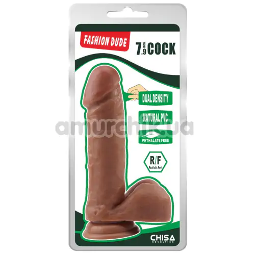 Фалоімітатор Fashion Dude Cock 7.9, коричневий