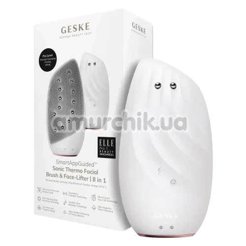 Щетка для лица Geske Sonic Thermo Facial Brush & Face-Lifter 8 in 1, кремовая