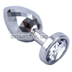 Анальна пробка з прозорим кристалом Seamless Butt Plug Starting Medium, срібна - Фото №1