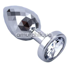 Анальна пробка з прозорим кристалом Seamless Butt Plug Starting Medium, срібна - Фото №1
