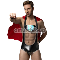 Костюм супермена JSY Sexy Lingerie 2319, черный: боди с накидкой + манжеты - Фото №1