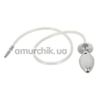 Уретральная вставка с анальной пробкой Penis Plug Piss to Ass Plug, серебряная - Фото №1