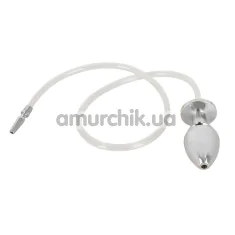 Уретральная вставка с анальной пробкой Penis Plug Piss to Ass Plug, серебряная - Фото №1