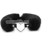 Нашийник зі штучним хутром DS Fetish Collar With Heart, чорний - Фото №1