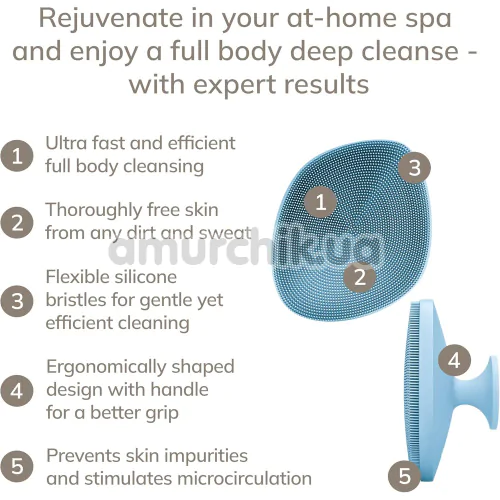 Щетка для тела Geske Body Brush 4 in 1 Suction Mount, голубая