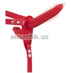 Подвійний страпон з вібрацією Fetish Tentation Vibrating Strap-On With Double Dildo, червоний - Фото №1