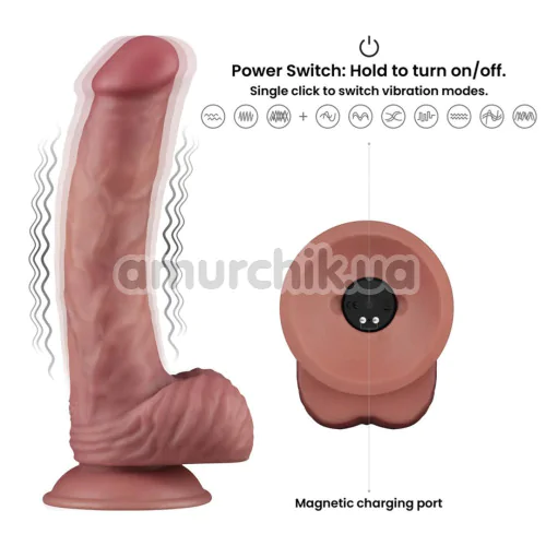 Вибратор Lovetoy Dual Density Power Cock 9, коричневый