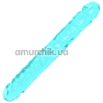 Двокінцевий фалоімітатор Doc Johnson Crystal Jellies Jr. Double Dong 12, бірюзовий - Фото №1