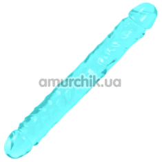 Двуконечный фаллоимитатор Doc Johnson Crystal Jellies Jr. Double Dong 12, бирюзовый - Фото №1