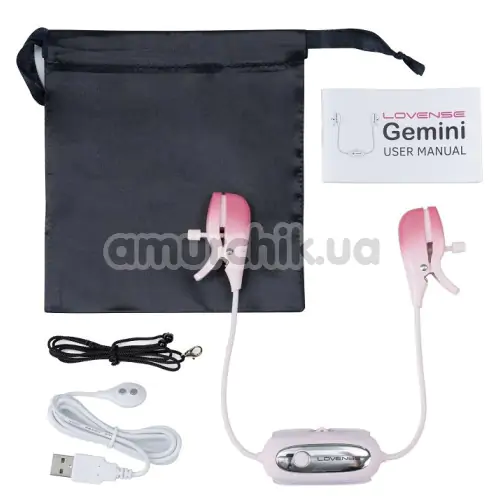 Затискачі для сосків з вібрацією Lovense Gemini, рожеві