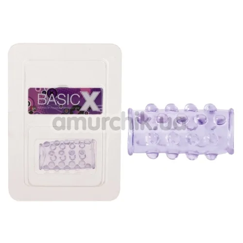 Насадка на пенис BasicX c шариками, фиолетовая
